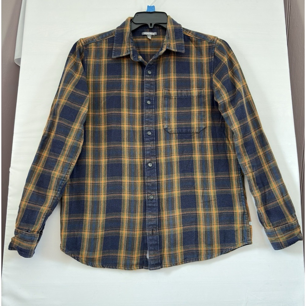 Toad & Co‎ Shirt Mens Earle Blue Multi Flannel Plaid Button Up Pockets Small